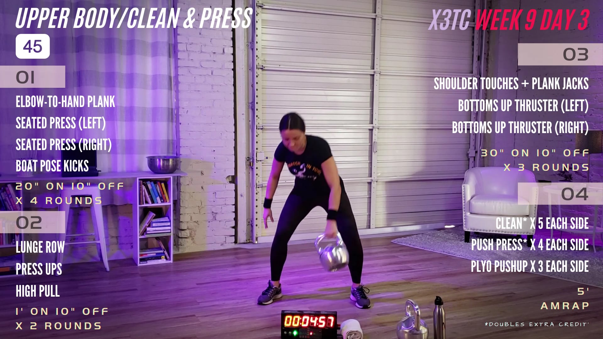 Week 9 Day 3 - Upper Body/ Clean & Press (Triple Threat)