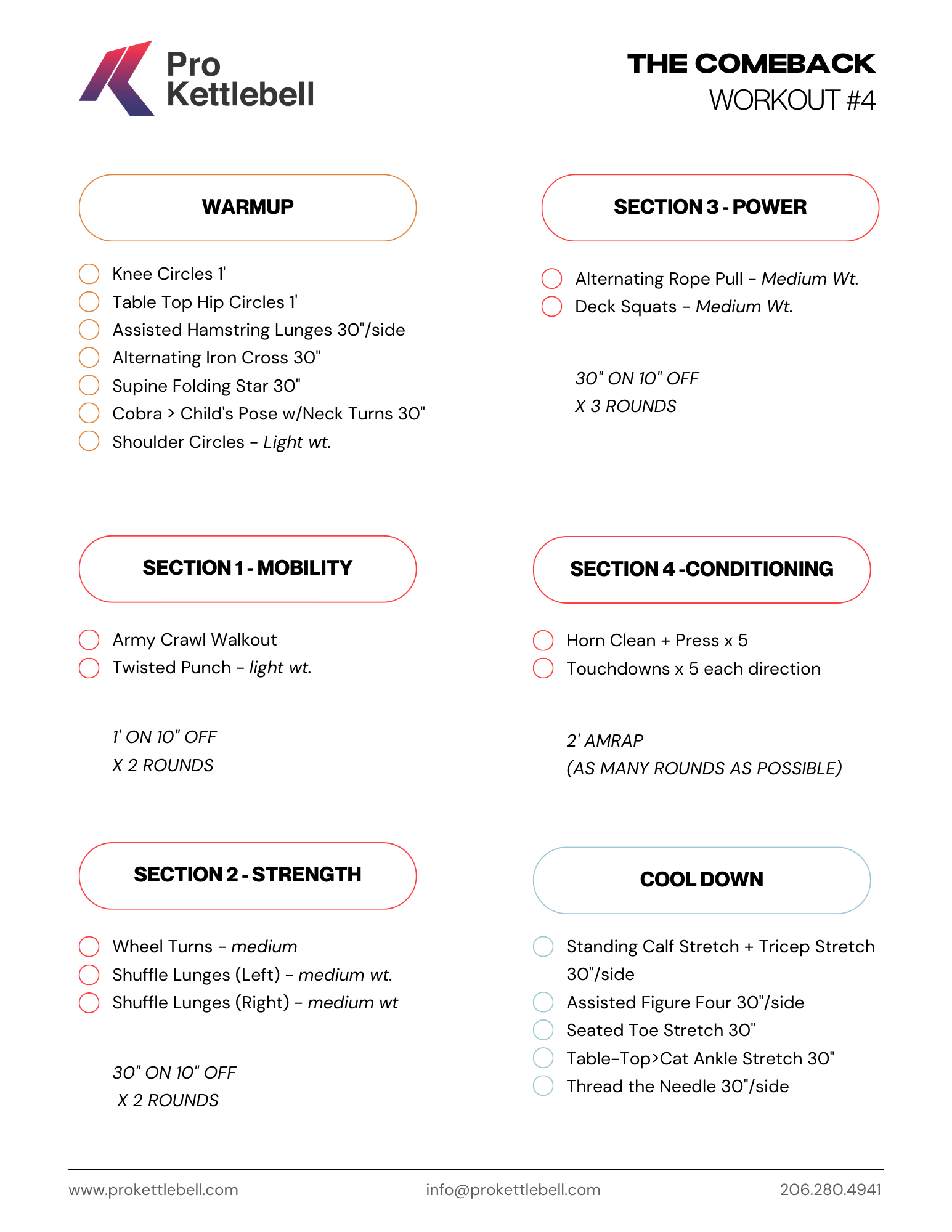 The Comeback - Day 4 Workout Printable