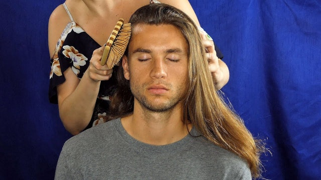 Gently Brushing His Stress Away! ASMR Hair Brushing and Scalp Massage
