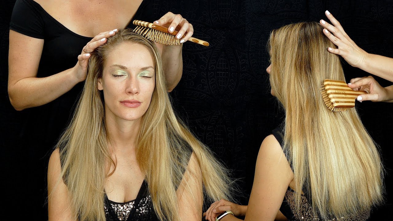 Brushing Long Blonde Beautiful Hair