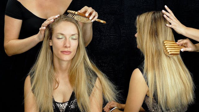 Brushing Long Blonde Beautiful Hair