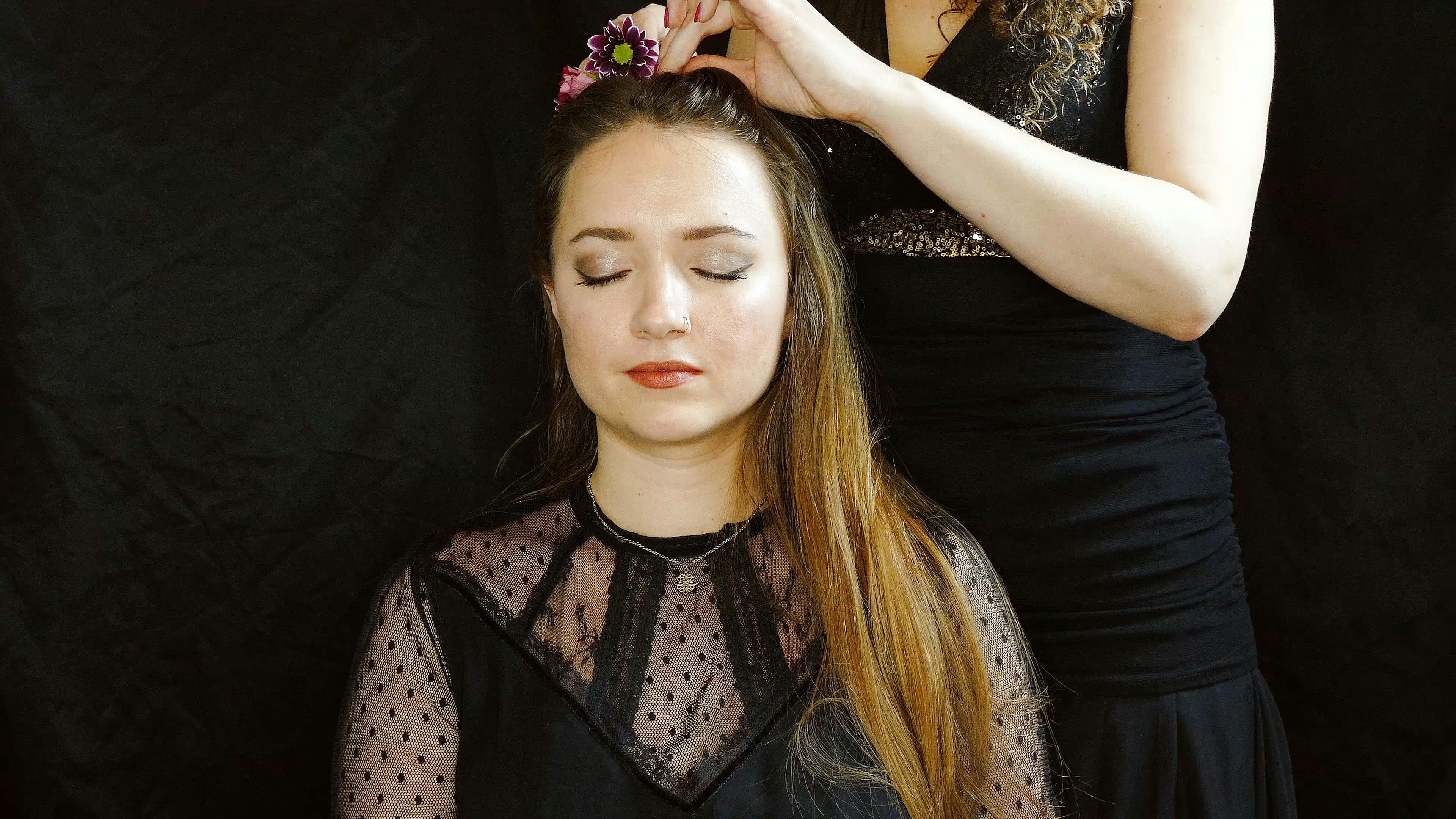 ASMR Flowers in Lucy's Hair - Hair Brushing, Hair Styling - ASMR 