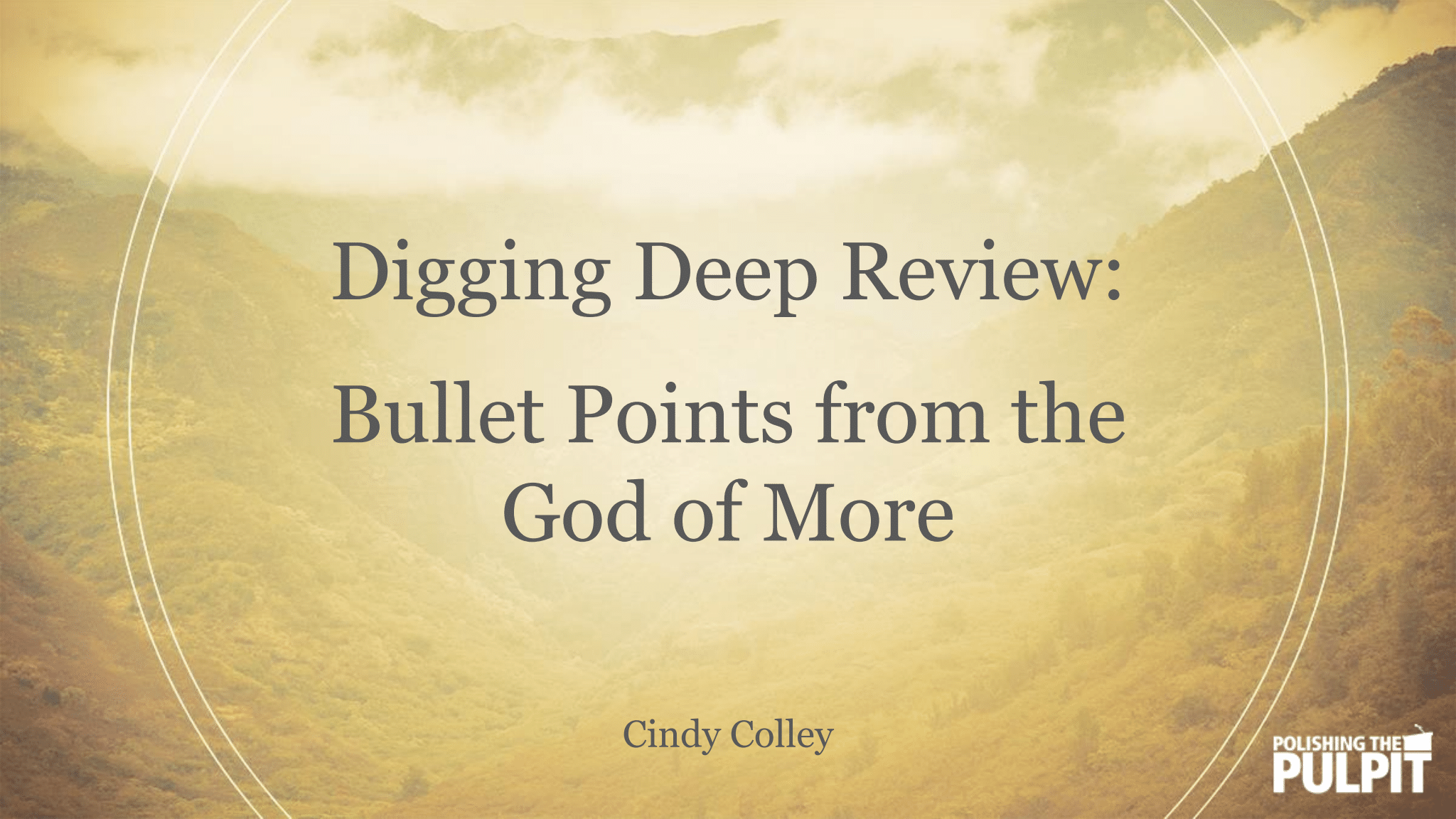 Digging Deep Review: Bullet Points from the God of More | Cindy Colley