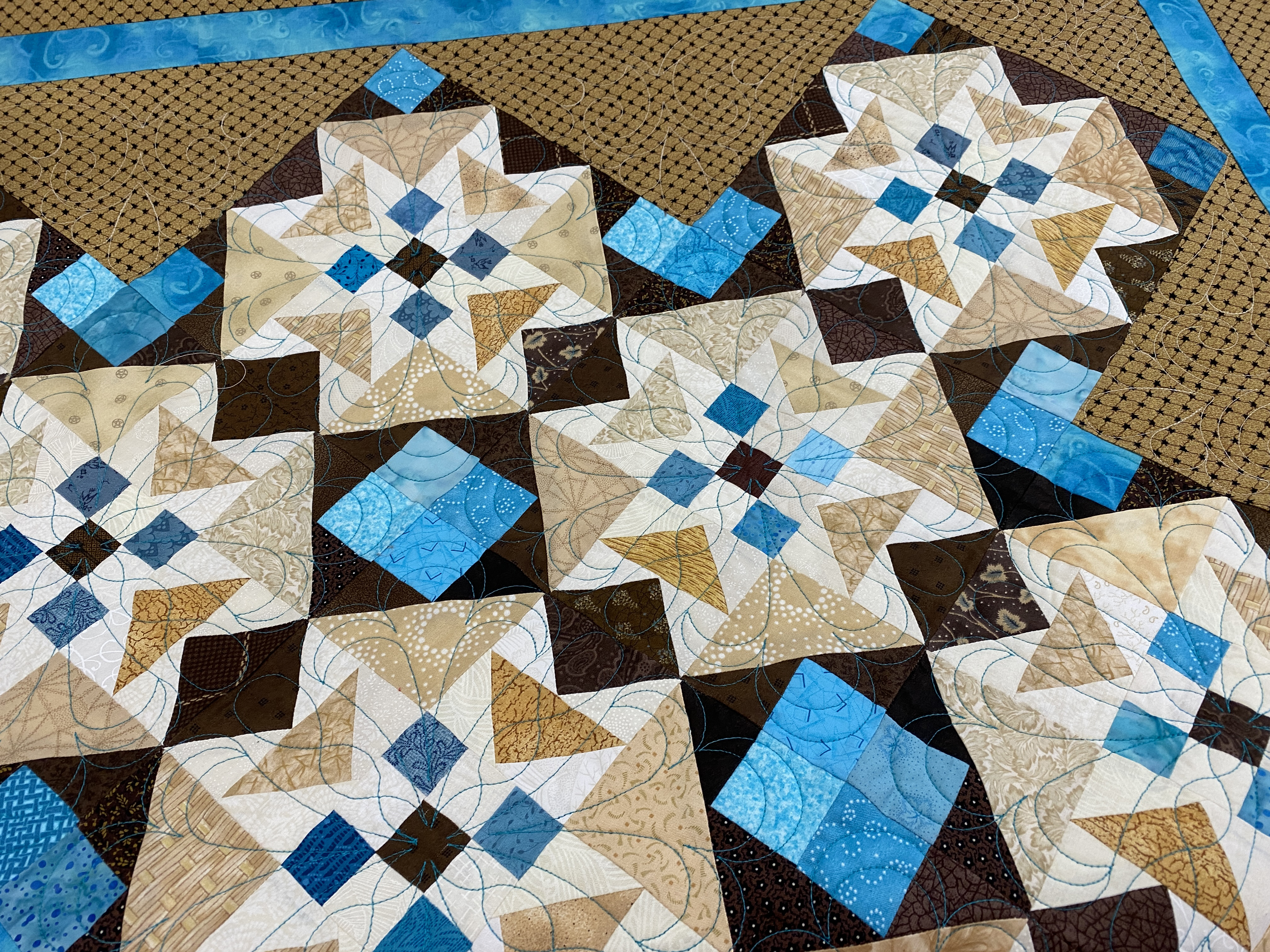 Tan and Turquoise Quilt Along