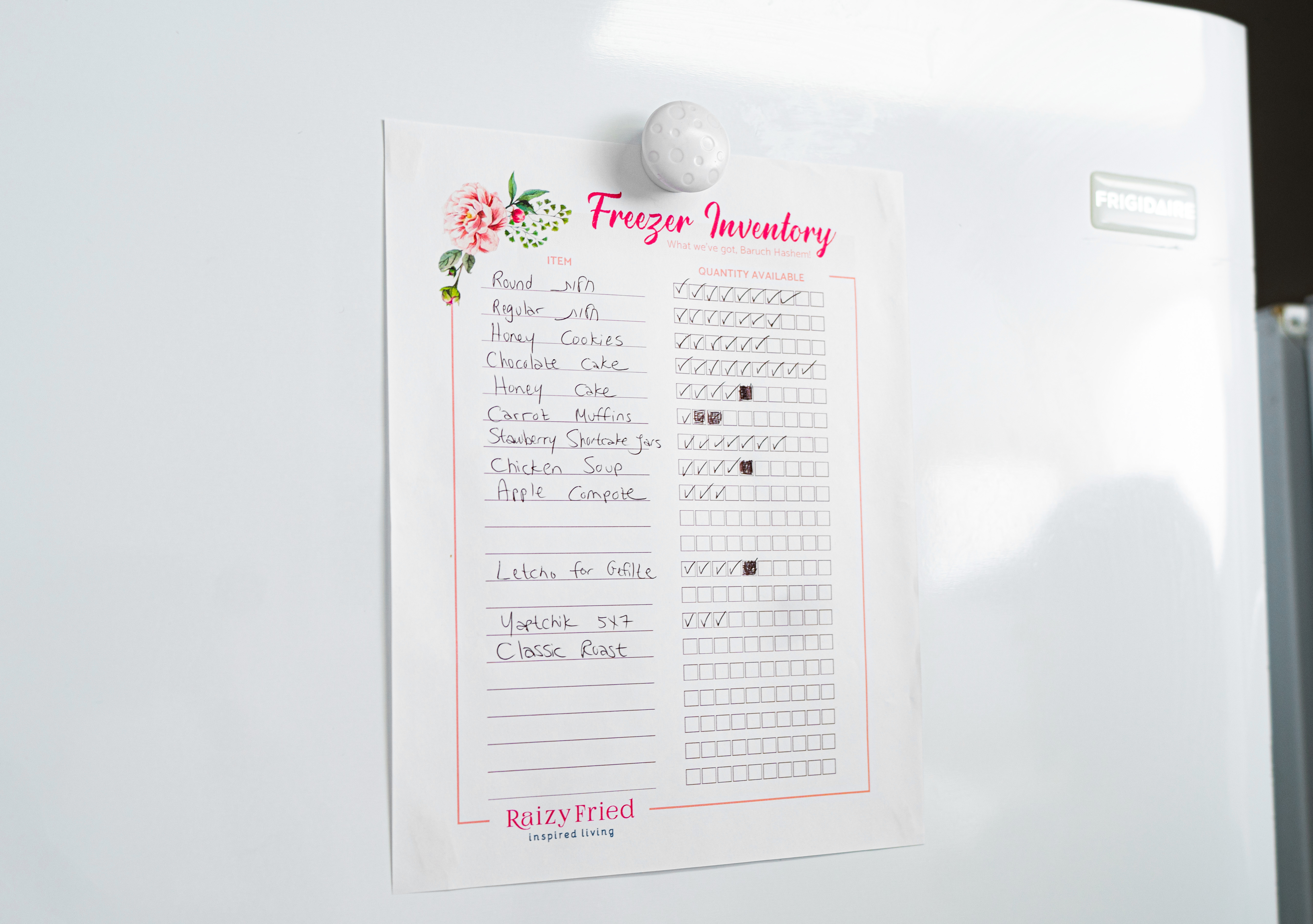 Freezer Inventory List 