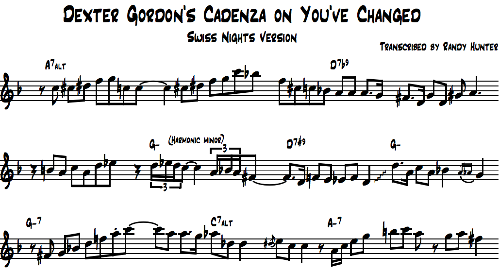 A Look Into Dexter Gordon's Cadenza on You've Changed