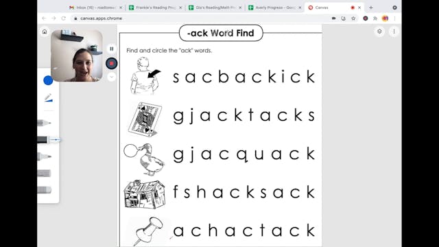 /ack/ sound practice 