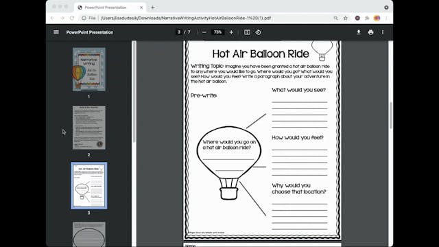 Hot Air Balloon Writing 