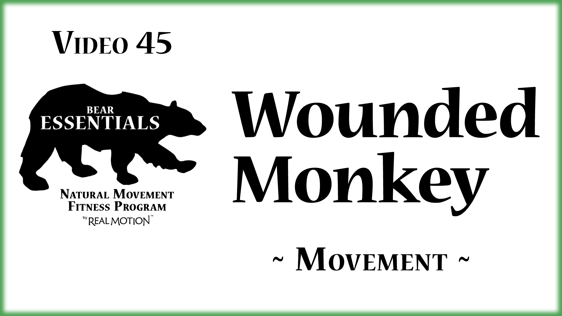 Video 45 – Bear Essentials – Wounded Monkey