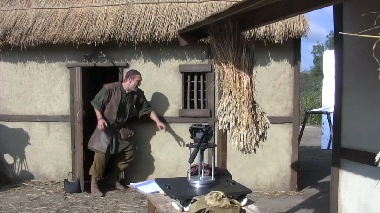 B-roll: Filming crowd scenes in the market square