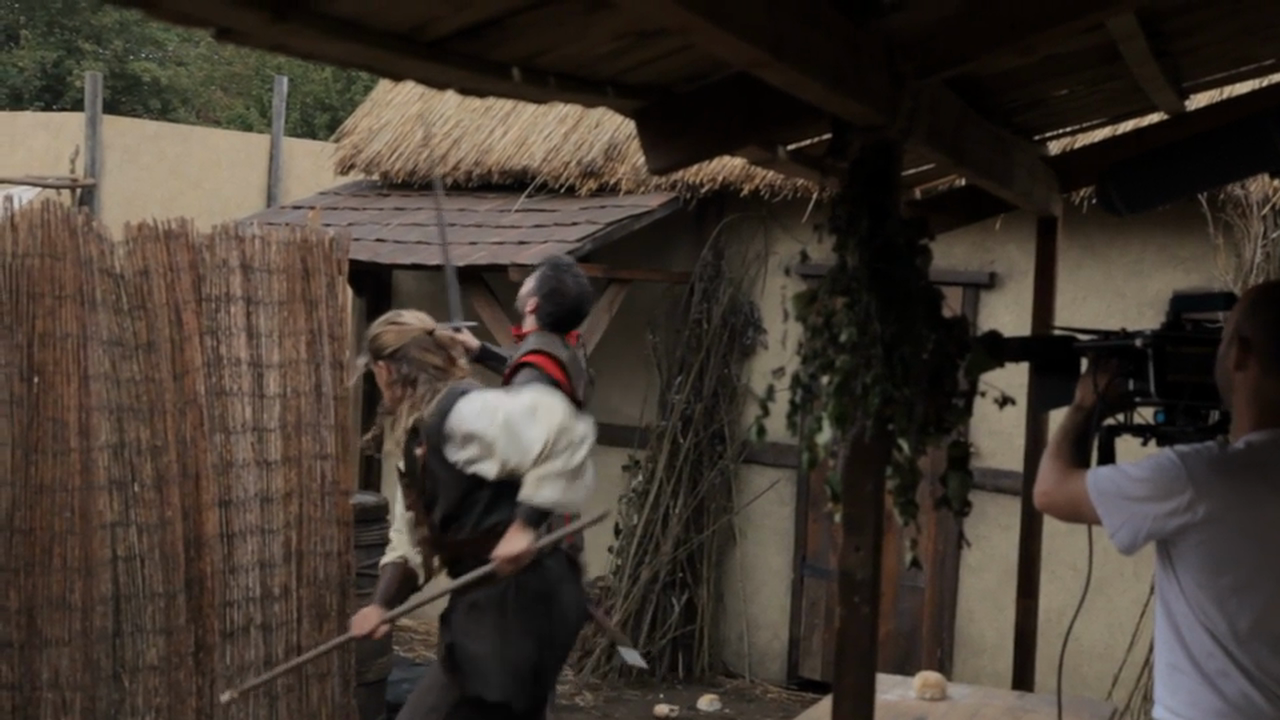 B-roll: Filming a fight scene in the village