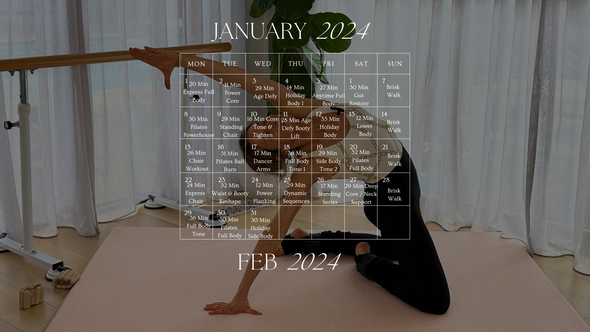 6 Week Transformation Challenge - Workout Schedule Week 5 Jan