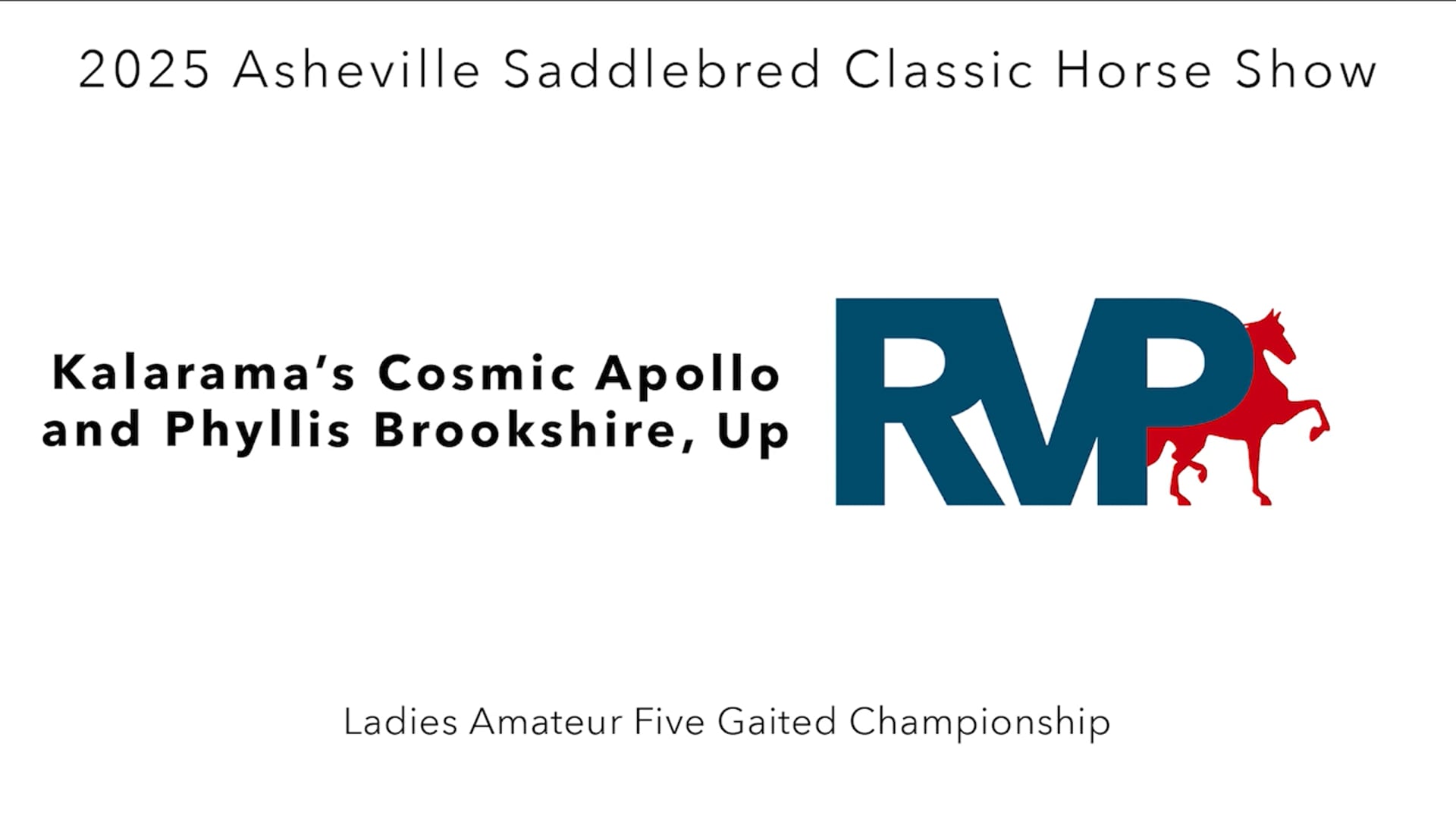 ASC25 - Class 145 - Kalarama's Cosmic Apollo and Phyllis Brookshire, Up