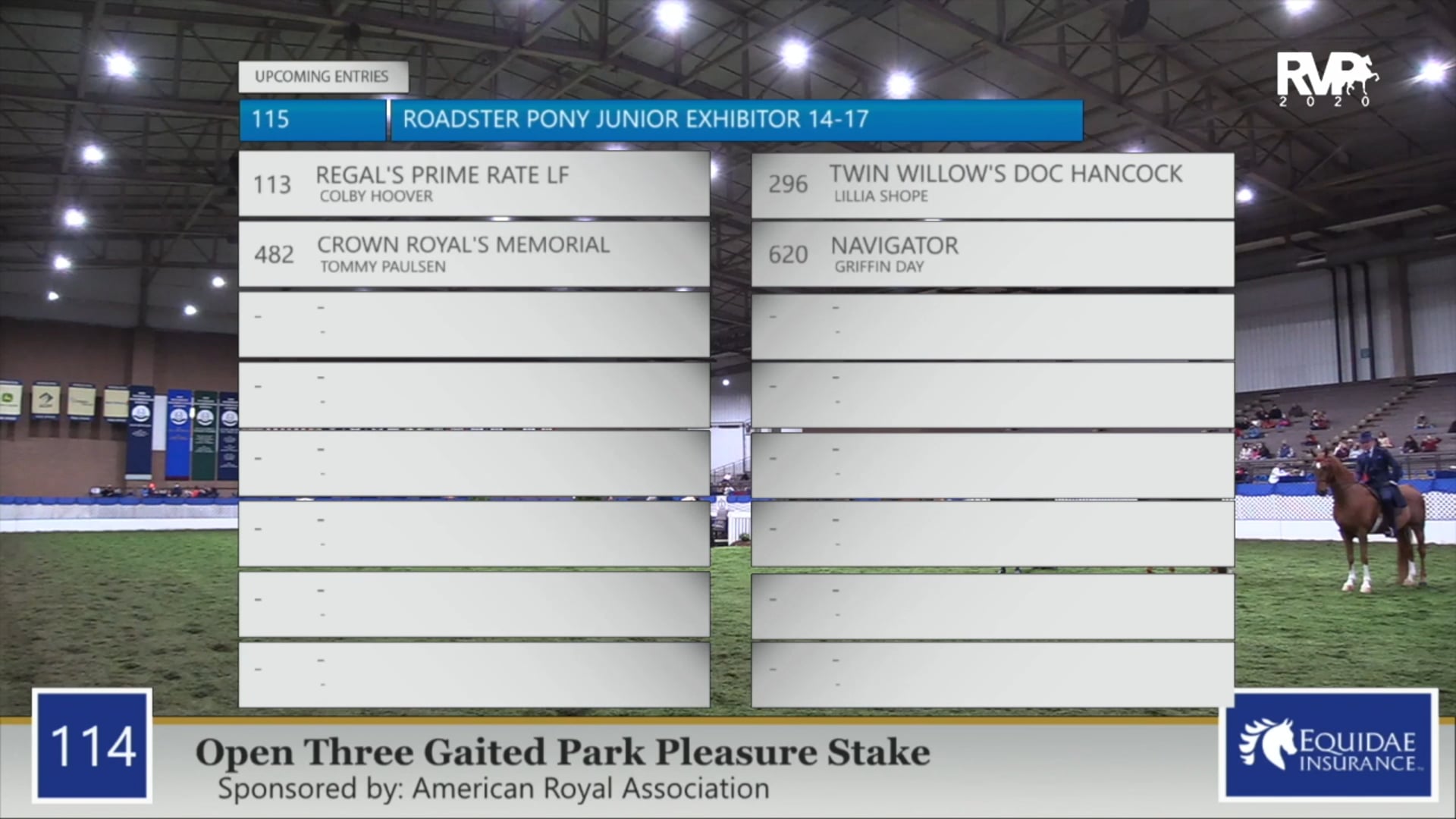 2020 AR - Class 114 Open Three Gaited Park Pleasure
Stake