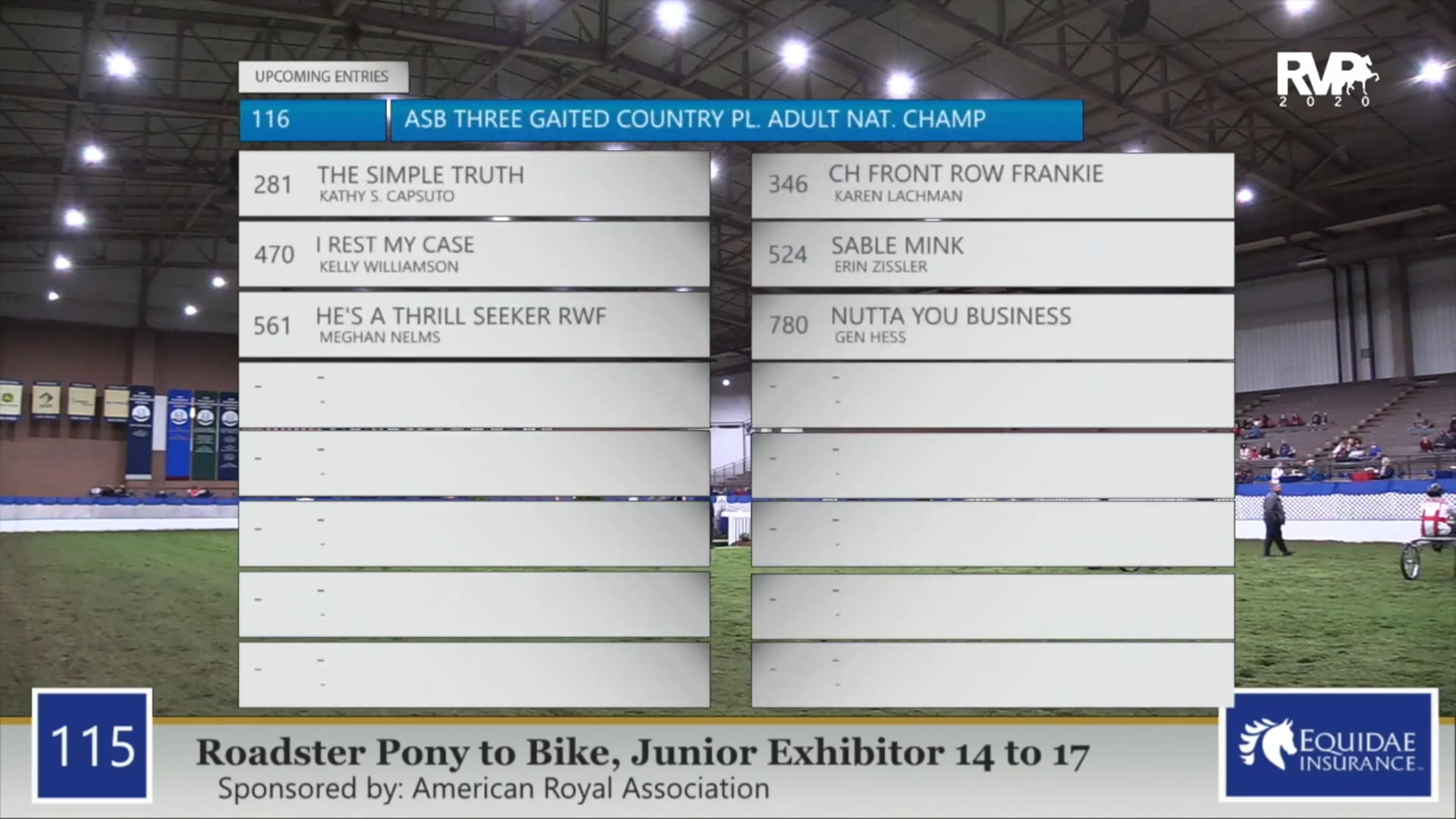 2020 AR - Class 115 Roadster Pony To Bike Junior
Exhibitor 14-17 