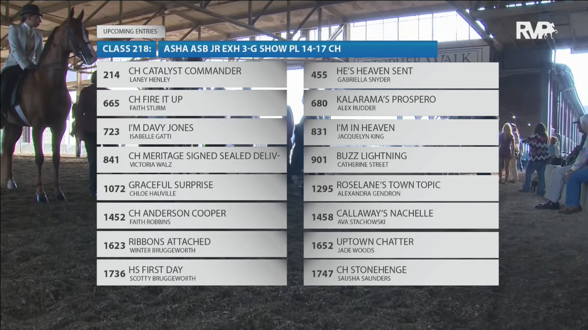 2016 WCHS - Class 217 ASB Park Three Gaited
Championship