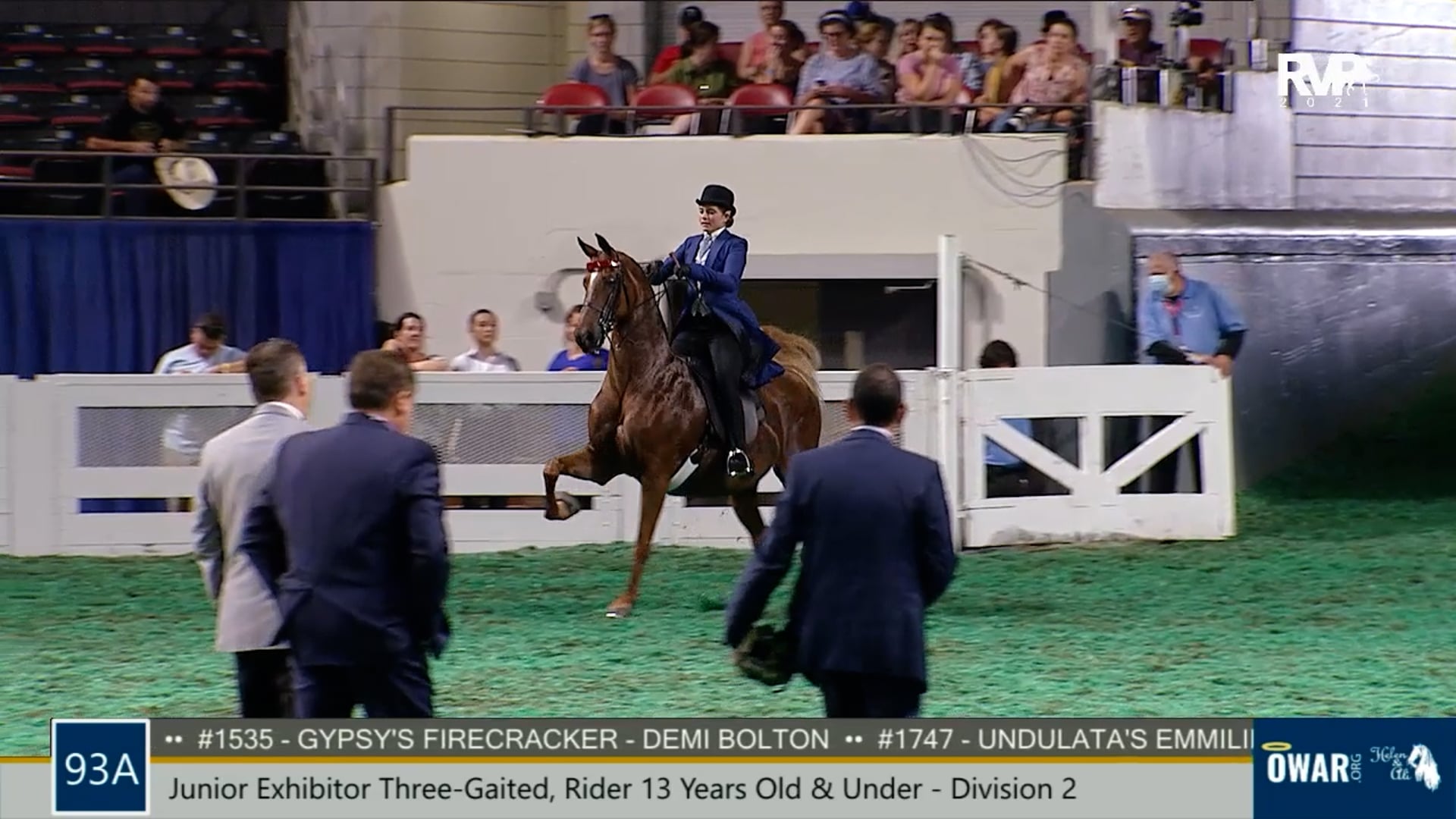 WCHS21 - Class 93A - Junior Exhibitor Three-Gaited Rider 13 Years Old & Under Division II