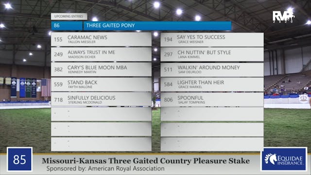 2020 AR - Class 85 MO:KS Three Gaited...