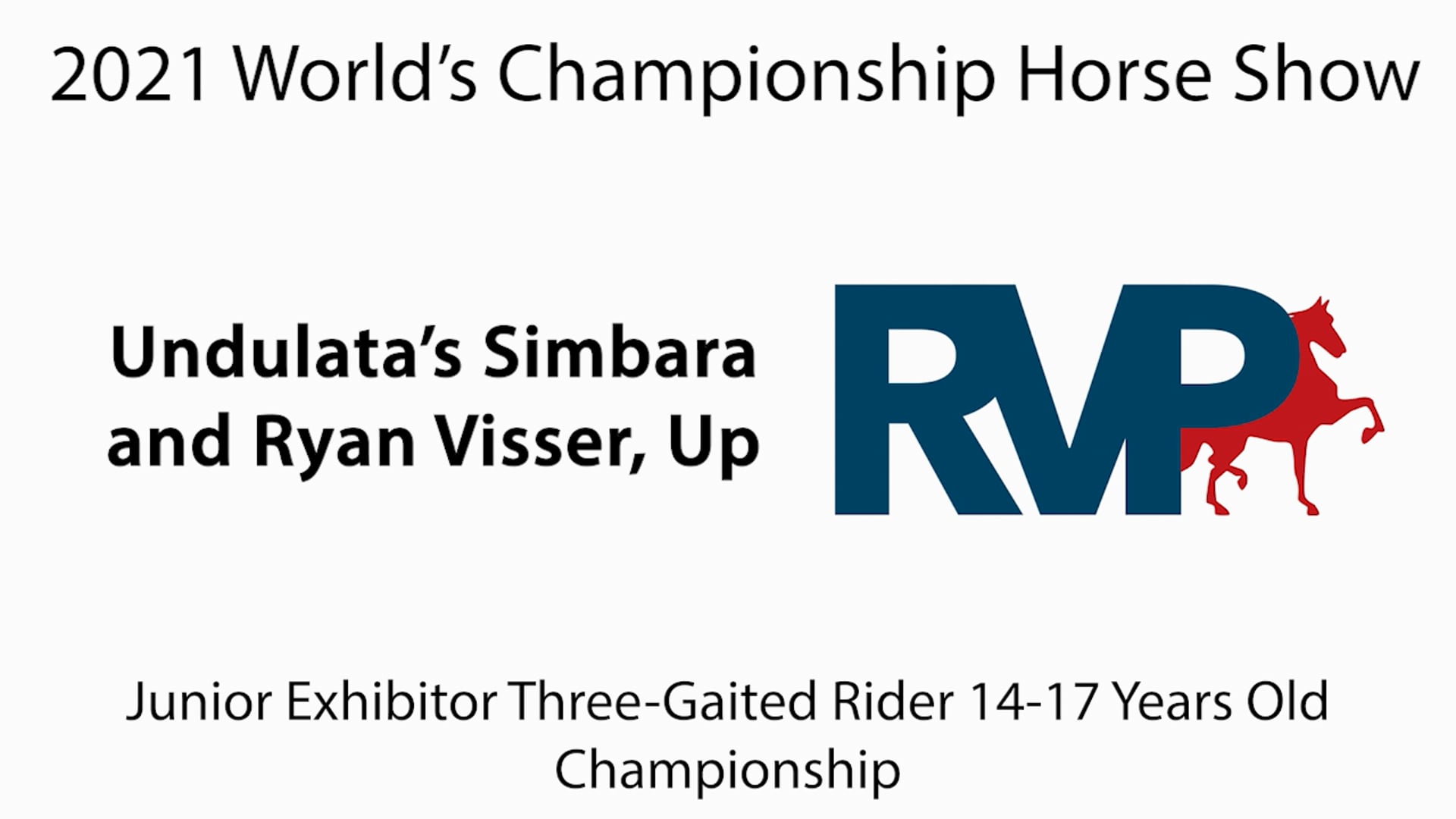 WCHS21 - Class 199 - Undulata's Simbara and Ryan Visser, Up