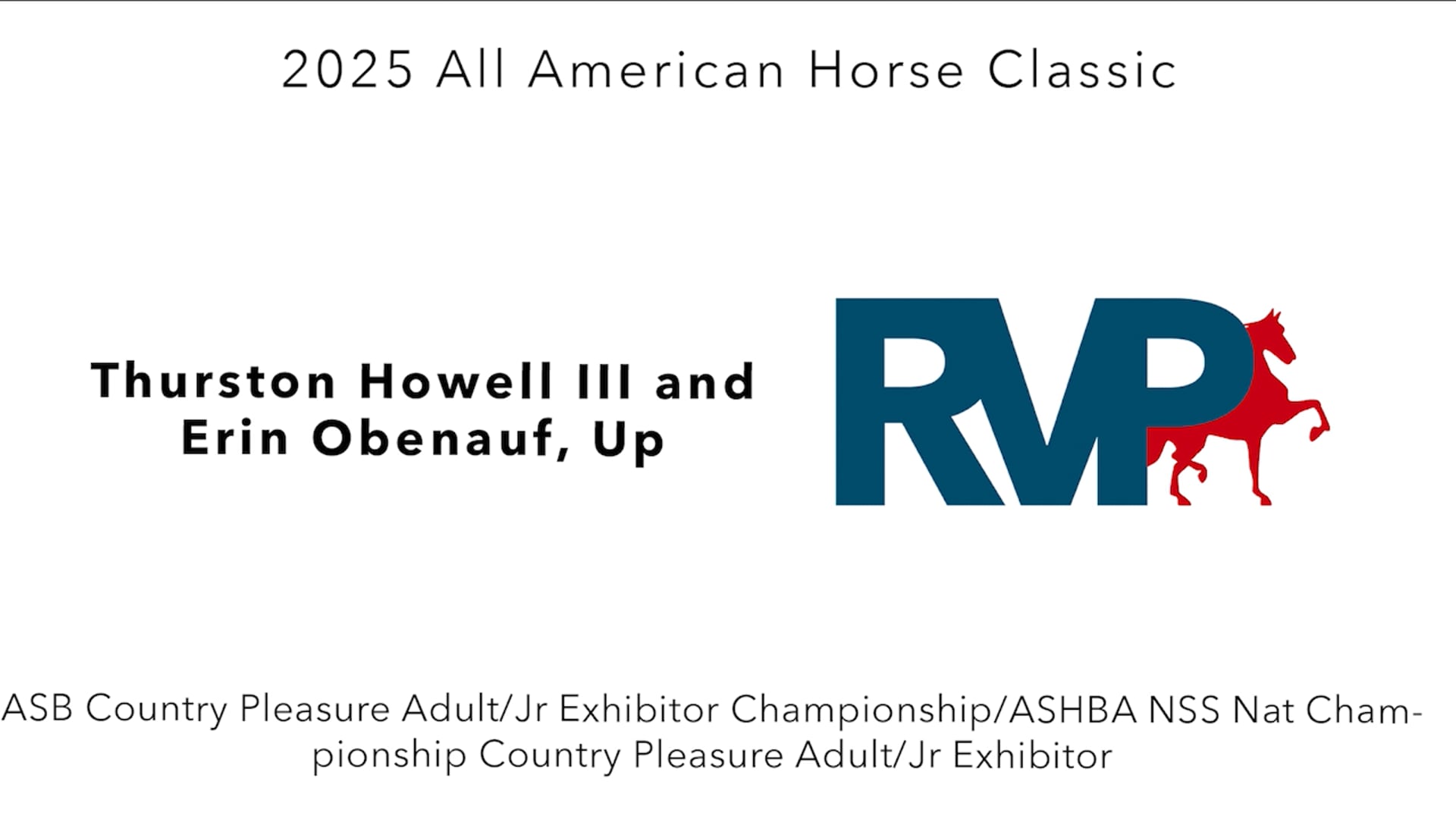 AAC25 - Class 154 - Thurston Howell III and Erin Obenauf, Up