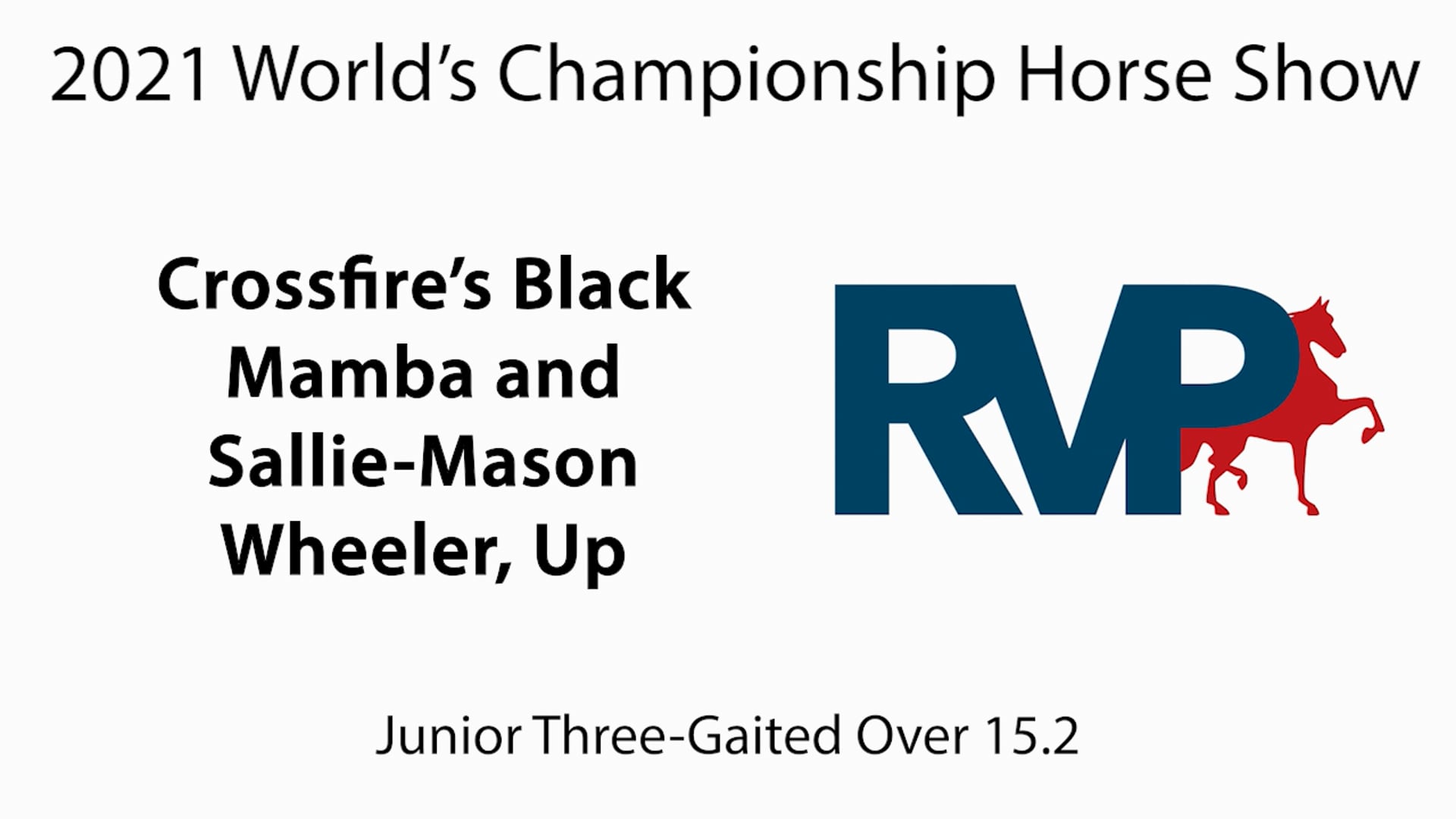 WCHS21 - Class 68 - Crossfire's Black Mamba and Sallie-Mason Wheeler, Up