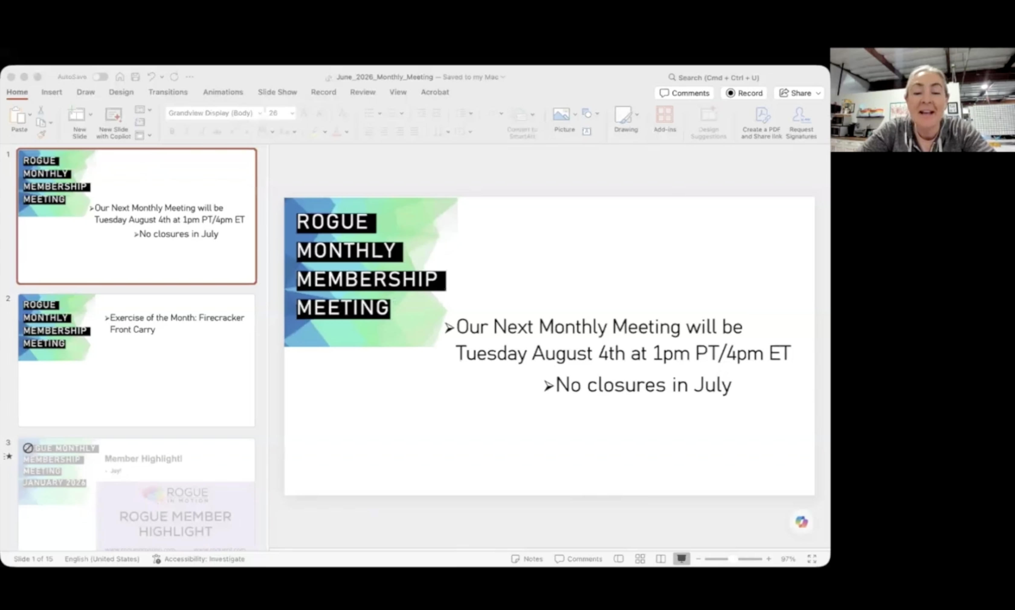 July 2026 Monthly Membership Meeting