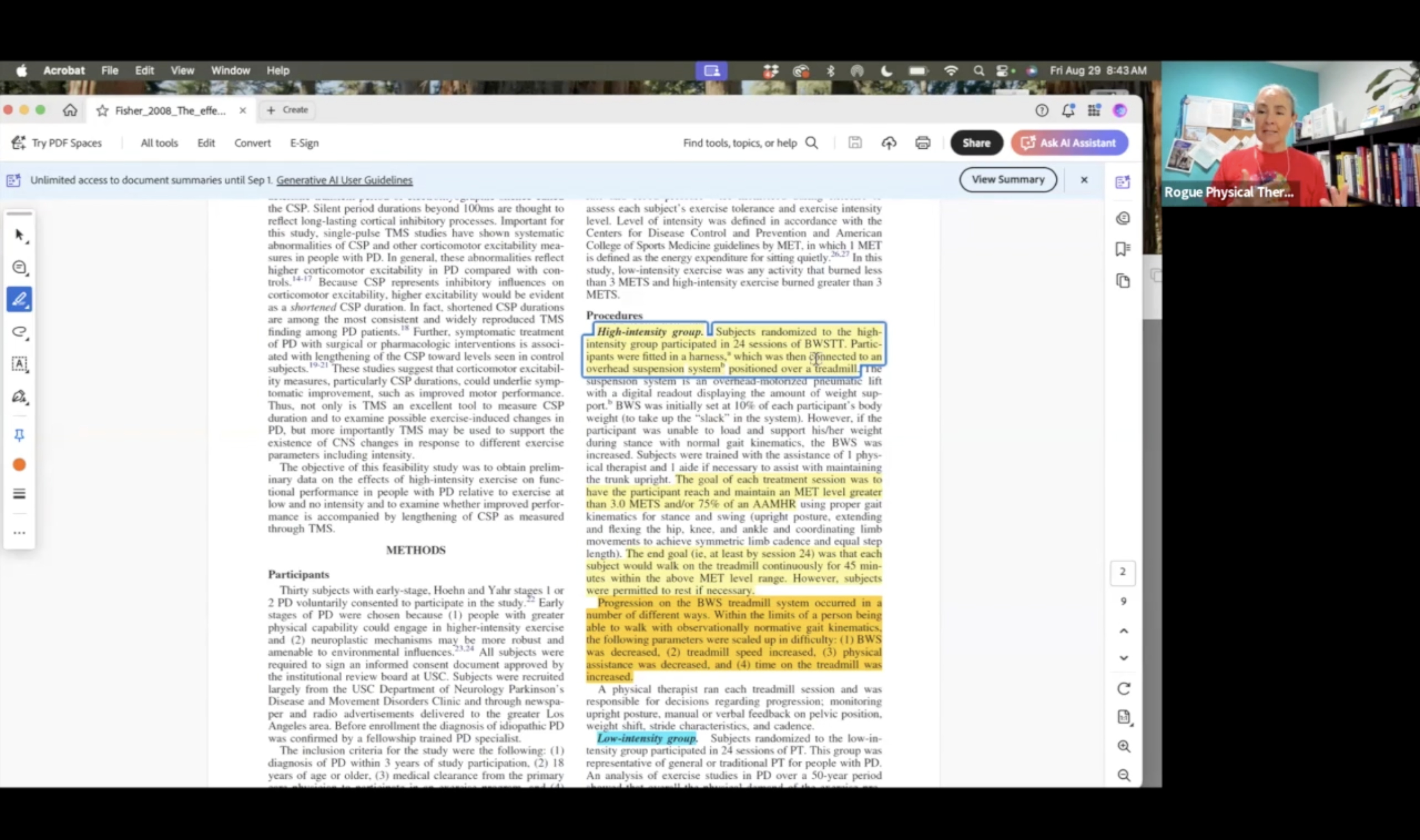 Sept 2025 Research Highlight ~ Fisher 2008 Treadmill Training + Neuroplasticity