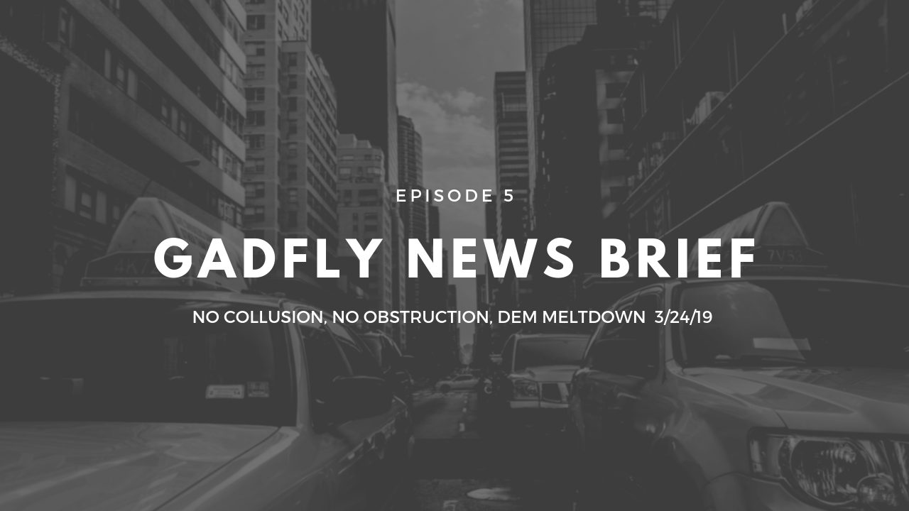 Gadfly News Brief - No Collusion, No Obstruction, DEM Meltdown (3/24/19)
