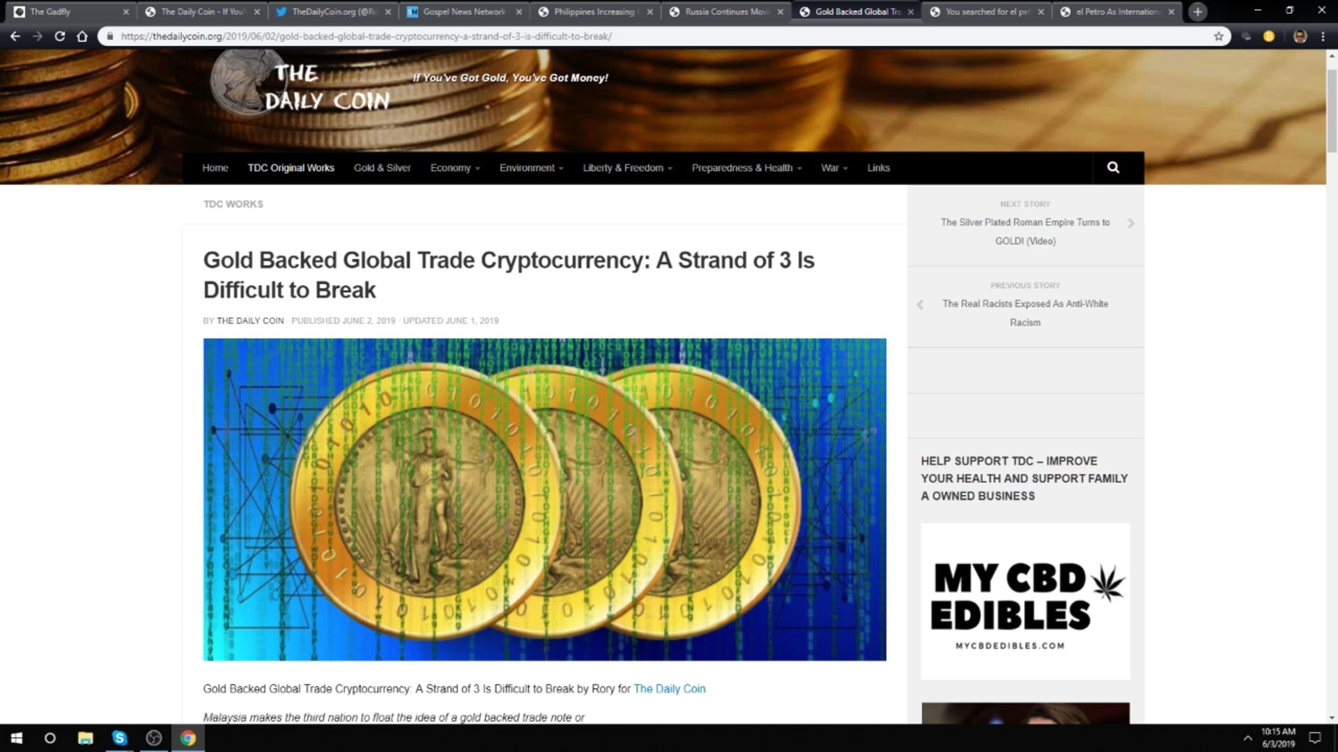Rory Hall - Gold Backed Global Trade Cryptocurrency (6/3/19)