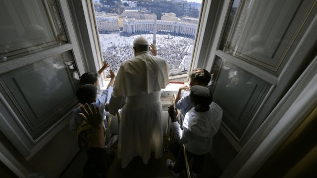 Pope Francis welcomes children from a...