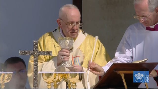Pope Francis celebrates Mass with ove...