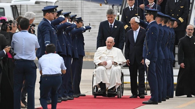 Pope Francis arrives in Lisbon for World Youth Day 
