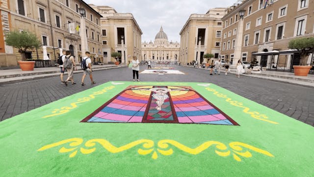 Floral carpets cover the Vatican on t...