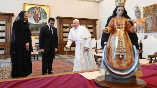 Francis meets with Ecuador's president, one of the youngest in history
