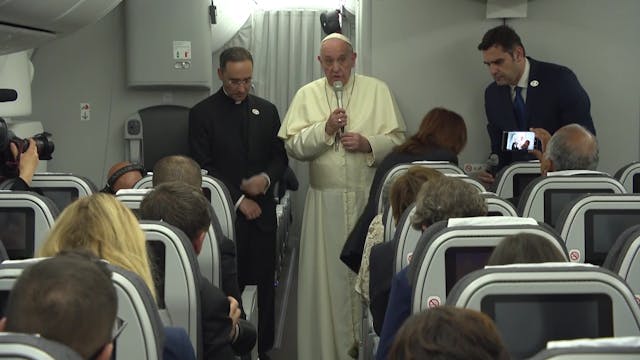 Pope during press conference on plane...