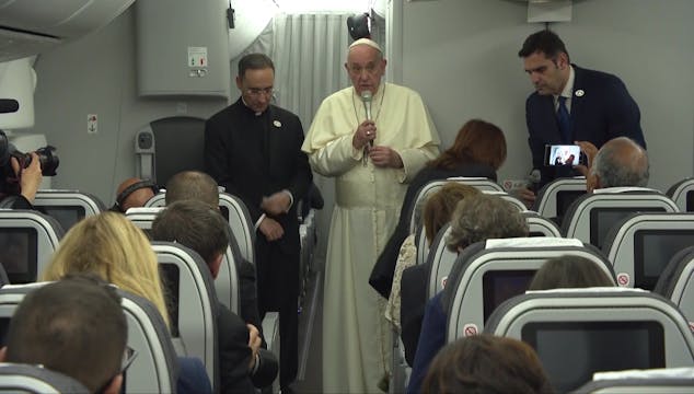 Pope during press conference on plane...