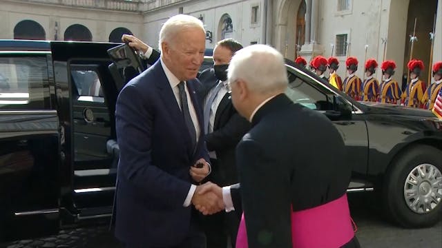 President Joe Biden arrives at the Va...