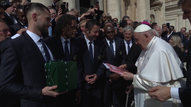 French soccer legends play against Vatican team 