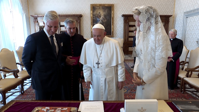 Belgian King Philippe and Queen Mathilde meet with Pope Francis 
