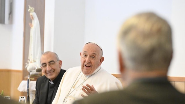 Pope Francis meets with priests who have been ordained for more than 40 years