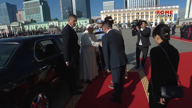 El papa y el presidente de Mongolia s...
