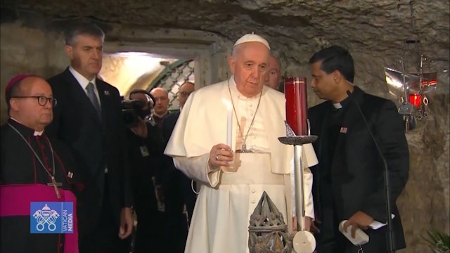 Pope Francis visits grotto where St. Paul lived and preached in Malta