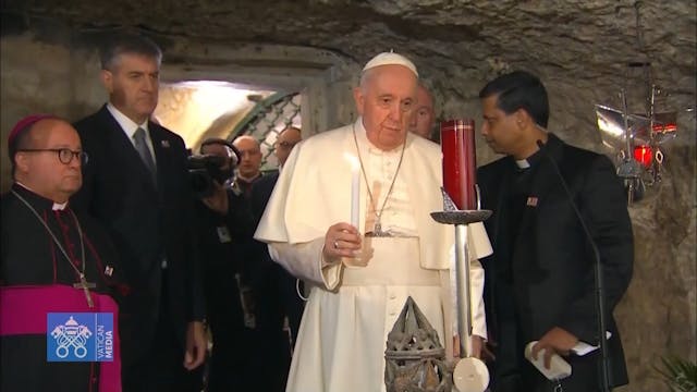 Pope Francis visits grotto where St. ...