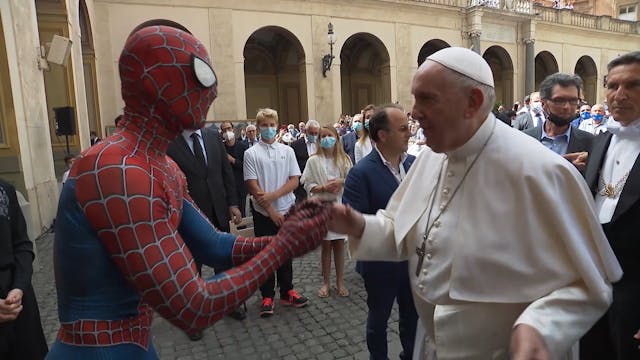Spider-Man visits the Pope at the Vat...