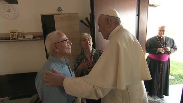 Pope Francis visits those affected by...