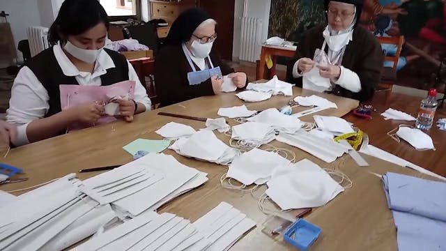 Cloistered nuns made masks and give a...
