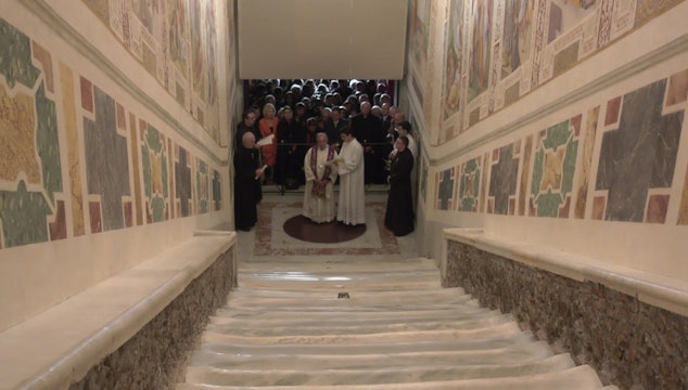 Holy Stairs reopen with original marble stairs and revived frescoes