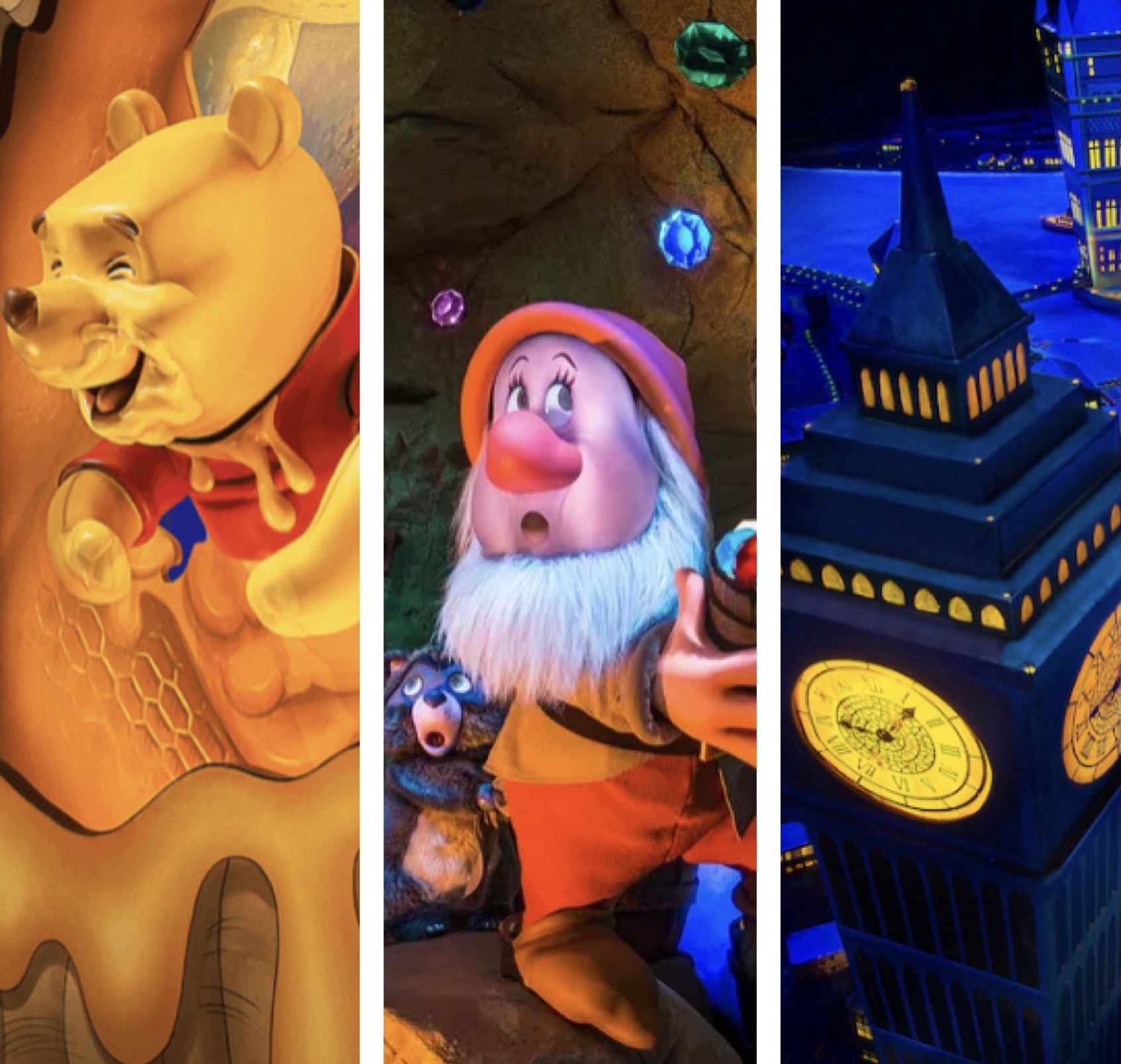 Peter Pan, The Many Adventures of Winnie the Pooh and Seven Dwarfs Mine Train