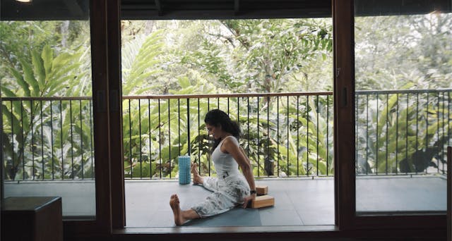 Lengthen your legs and open your flex...