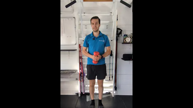 Single leg stand and shoulder press
